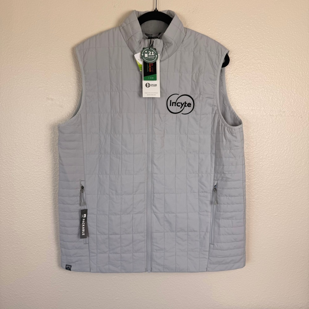 NWT Storm Creek Traveler Vest Mens L Grey Incyte Logo Packable Quilted Gorpcore